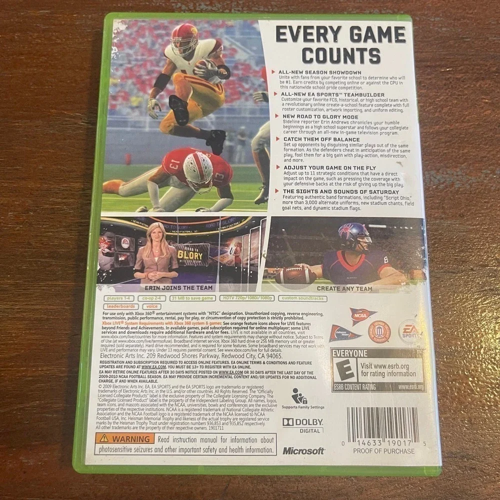 NCAA FOOTBALL 10 GAME XBOX 360